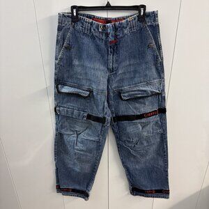 VTG Marithe Francois Girbaud Jeans Mens 34 Blue Baggy Shuttle Tape Skater (B25)